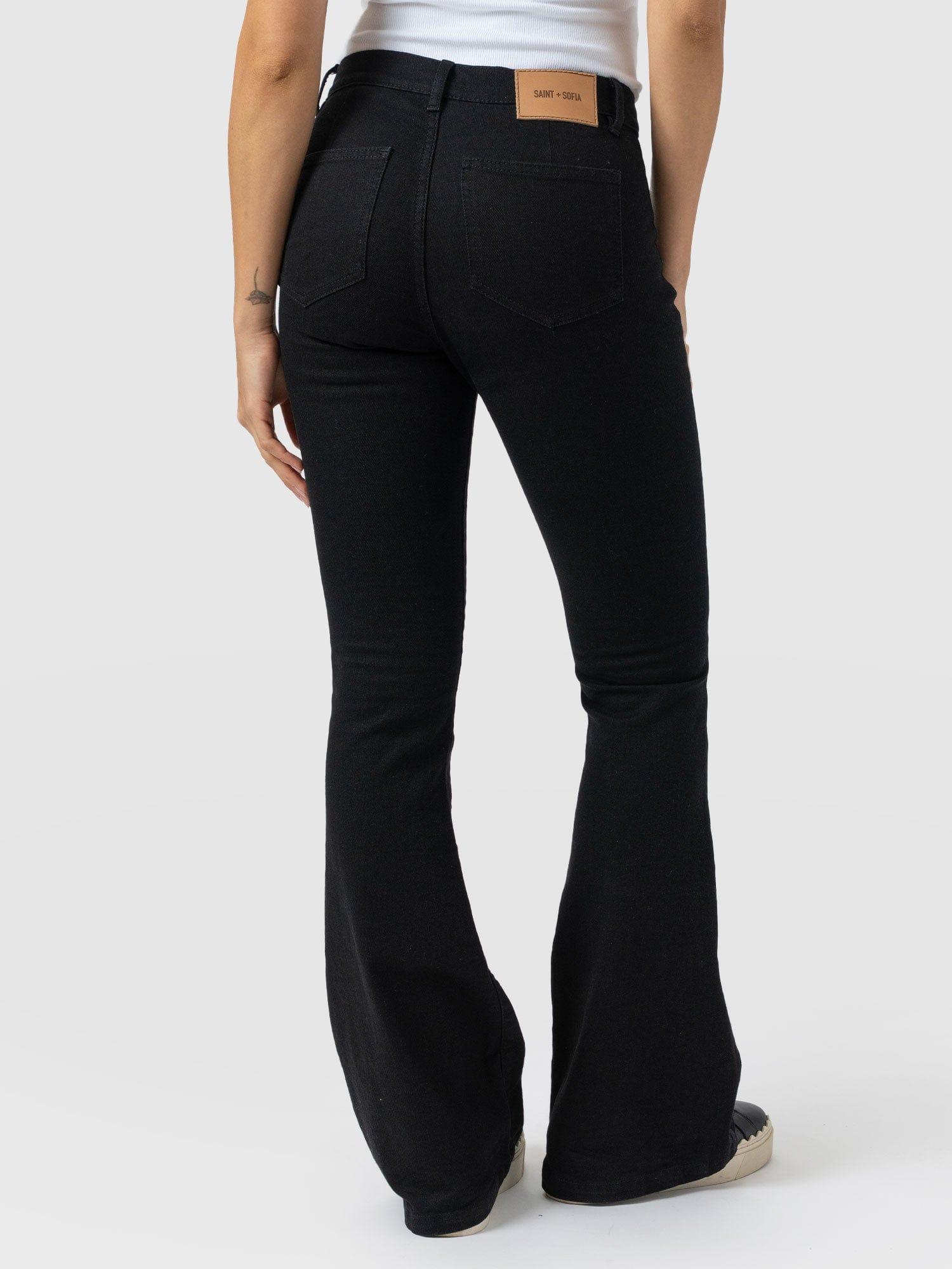 Bowie Stretch Flare Jeans - Jet Black - Women's Denims | Saint + Sofia® USA